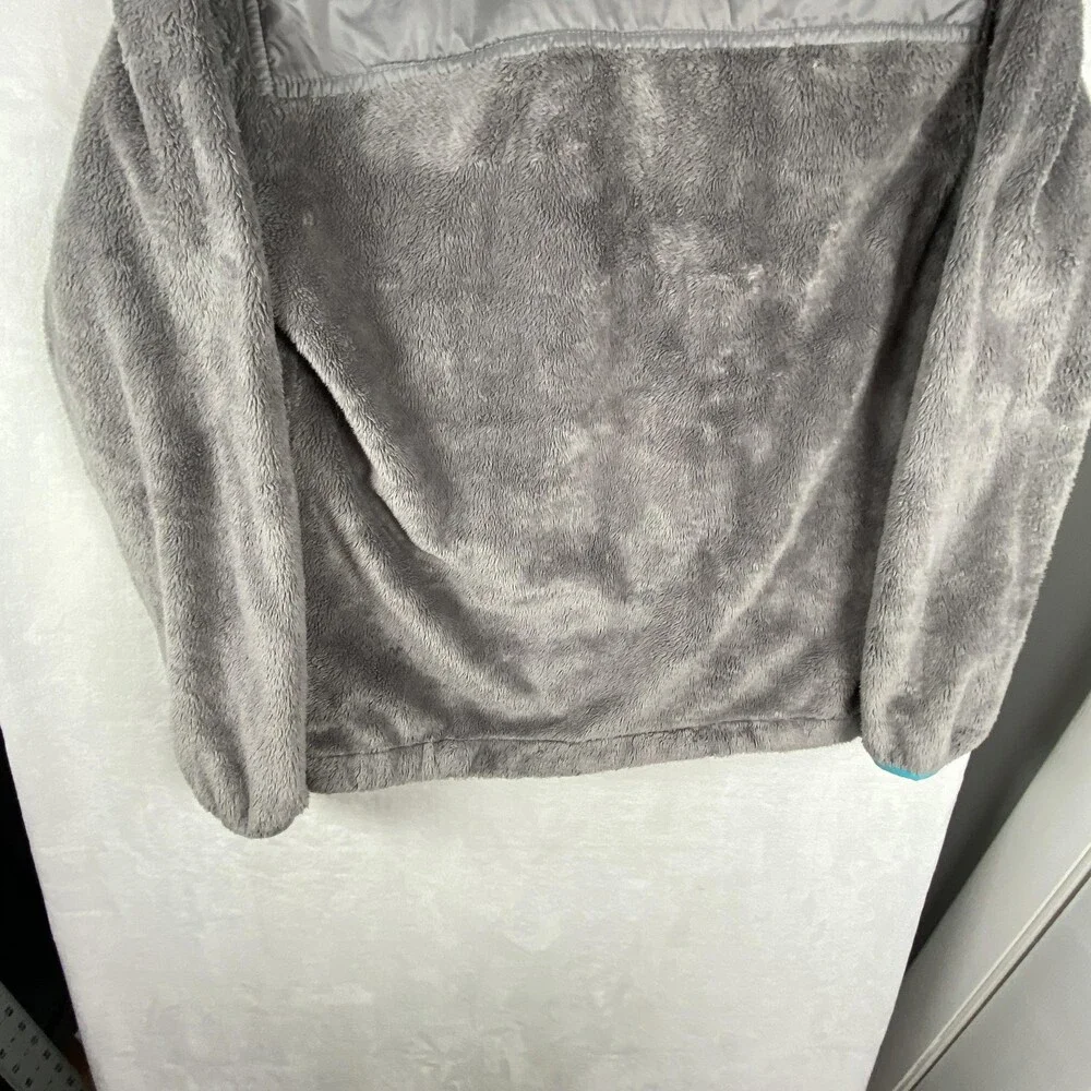 The North Face Oso Fleece Jacket Girls 18 Gray Hooded Full Zip Sherpa Winter